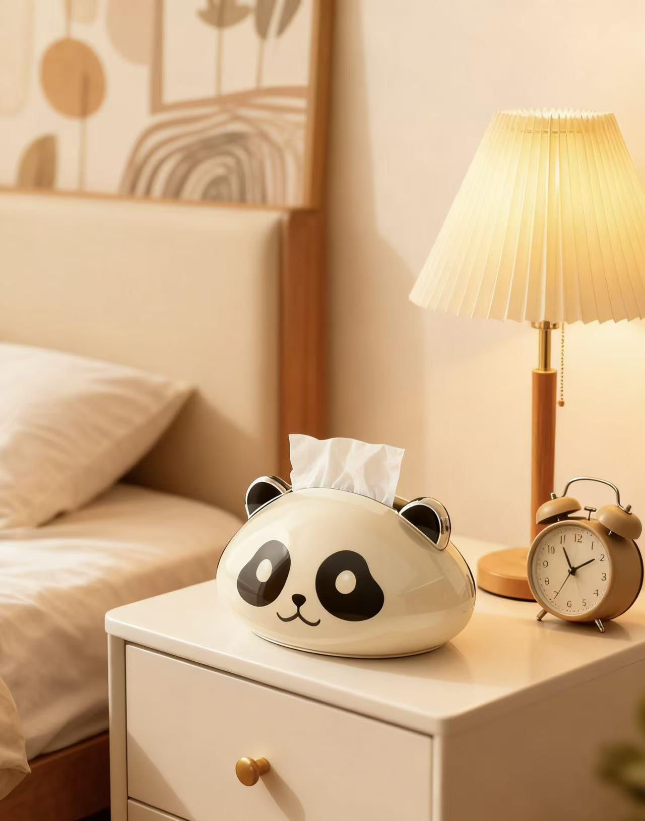 Desktop Tissue Holder,Cute Tissue Box Cover,Black-and-White Animal Pattern Design,Ideal for Office Or Living Room Napkin Storage