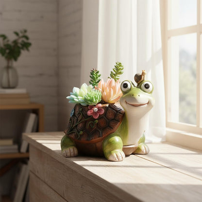 CALECACALO Turtle Plant Pots, Succulent Pots with Drainage Hole, Funny Tortoise Resin Flower Pots Planters for Outdoor Indoor Plants, Room Office Décor Plants NOT Included