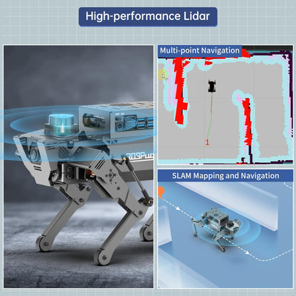 HIWONDER ROSPug Quadruped Bionic Robot Dog with AI Vision Powered by Jetson Nano ROS Open Source Python Programming SLAM Mapping and Navigation for Adults