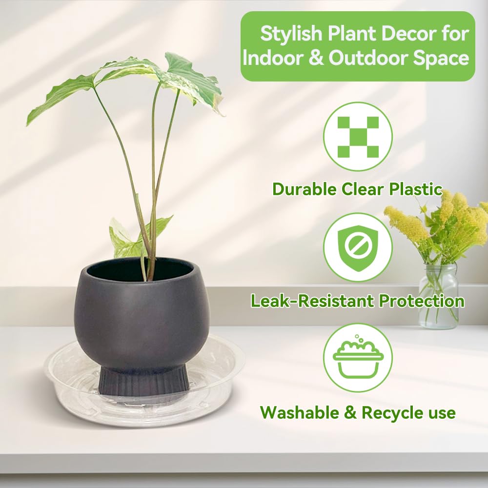 FufuHalo Clear Plant Saucers 50 Pack 8 Inch Plastic Plant Saucer, Durable Plant Pot Saucers Plant Drip Trays Used for Indoor and Outdoor Flower Pot