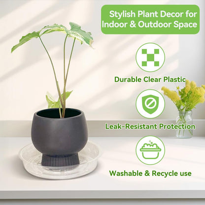 FufuHalo Clear Plant Saucers 50 Pack 8 Inch Plastic Plant Saucer, Durable Plant Pot Saucers Plant Drip Trays Used for Indoor and Outdoor Flower Pot