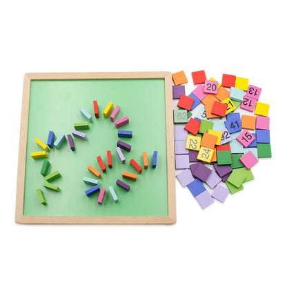MERRYHEART Wooden Math Learning Board Toy, Montessori 1-100 Consecutive Numbers Wooden Hundred Digital Board, Educational Game for Kids with Storage Bag