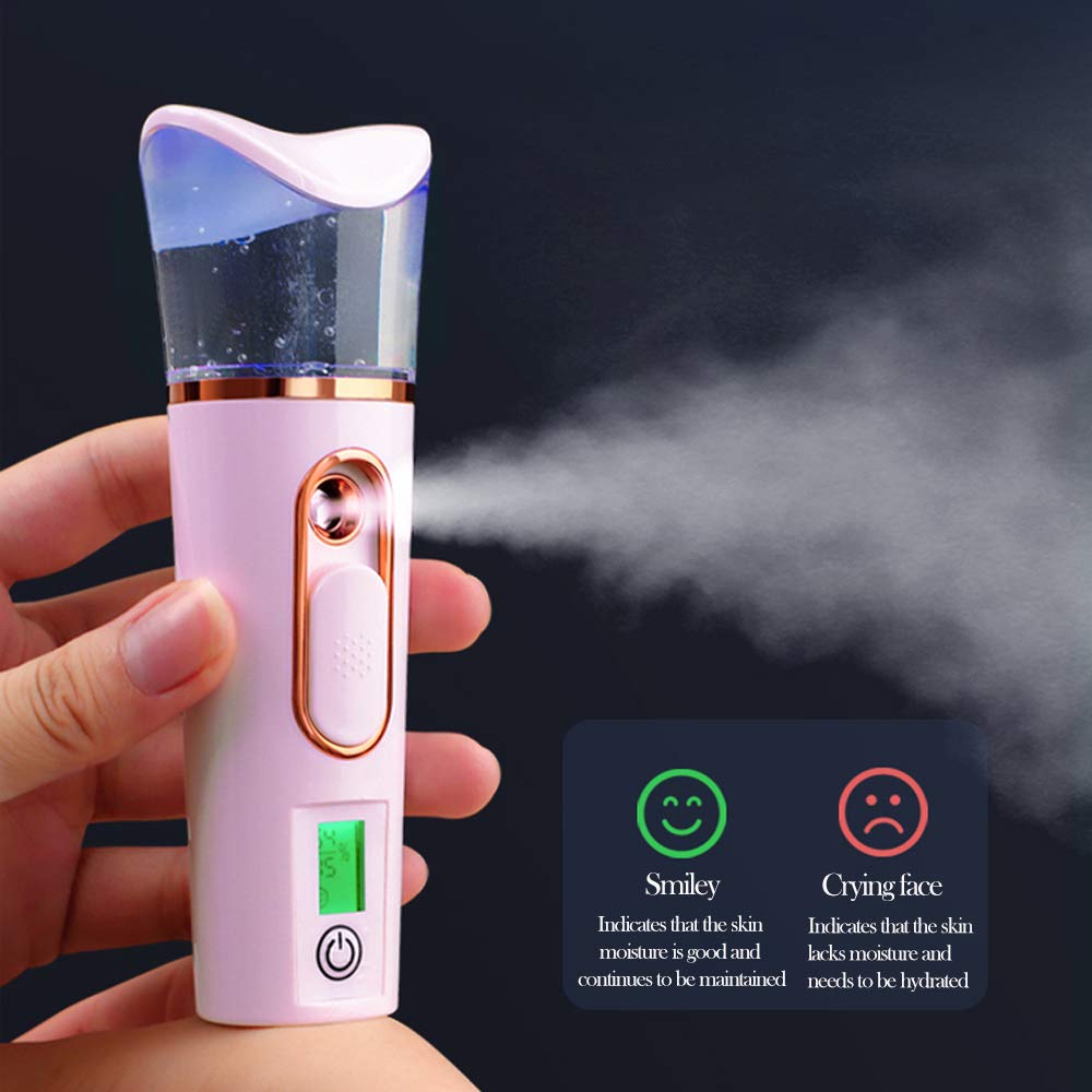 Handy Nano Facial Mister with Skin Analyzer Moisture Tester, Portable Nano Mist Sprayer Atomization Eyelash Extensions Steamer Mister,Mini Cool with Large Capacity,Face Moisturizing
