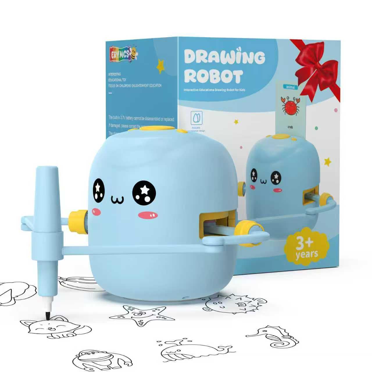 Drawing Robot for Kids with 150 Cards, Voice Interactive Educational Drawing Kit for Kids, Montessori Painting Learning Toys for 3 4 5 6 7 8 Year Old Boys Girls Birthday Party