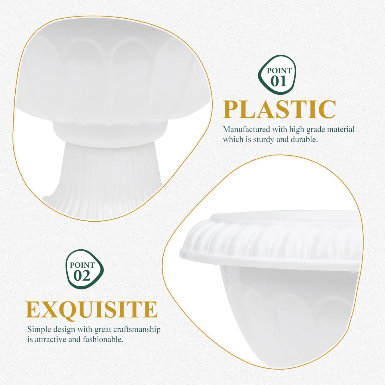 BESPORTBLE Roman Flower Pot: Decorative Plastic Flower Pots Roman Plant Containers Small White Urn Planters for Wedding Centerpiece Home Balcony Decor, 6.24 * 5.5inch