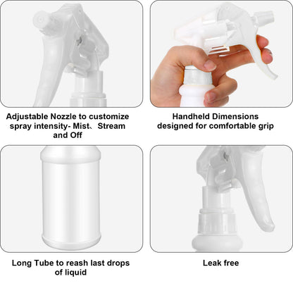 Eccliy 12 Pcs 16 Oz Plastic Spray Bottle, Adjustable Empty Reusable Sprayer for Cleaning, Planting, Water, Bathroom and Kitchen, BBQ, Commercial and Residential (Original,Black,White)