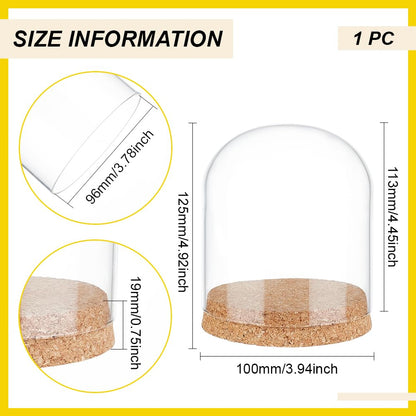 BENECREAT 5x4 Inch Glass Dome Cloche with Cork Base, Glass Dome Decorative Jars, Bell Glass Jars for Flower Valentine's Day Decoration, Inner Diameter: 3.8 Inch