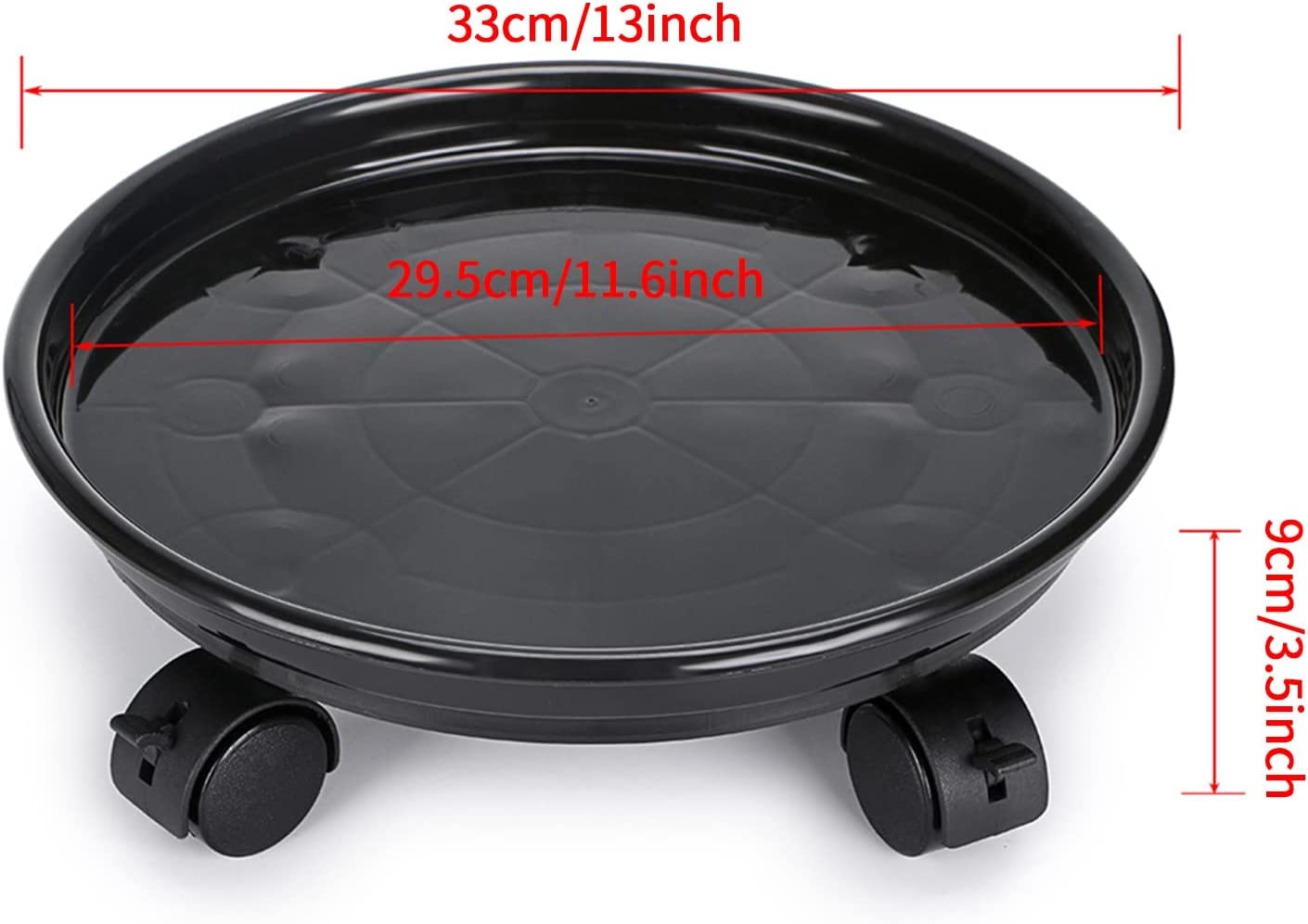 2Pcs Plant Caddy,Planter Pot Mover, Plant Pot Pallet Dolly Caster with Universal Wheels, Round Movable Planter Dolly Trolley Tray Pallet Outdoor Indoor Tree Flower Stand Planter (13 inch+2pcs+black)