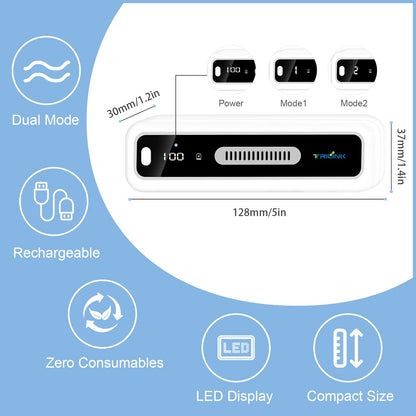 Mini USB Fridge Deodorizer with Led Display, Rechargeable Refrigerator Deodorizer, Reusable Fridge Odor Eliminator for Fridge, Car, Closet, Wardrobe, More Effective Than Baking Soda and Charcoal Bags