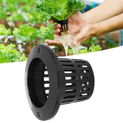 Cyrank Net Pots for Hydroponics, 50PCS Net Pots Hydroponic Cups Slotted Mesh Net Pots Small Hydroponic Cups with Thin Lip and Slotted Sides Garden Slotted Mesh Net Cups Mesh Pot Cups(Black)