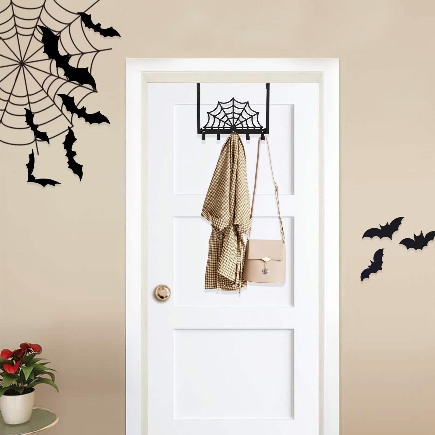 PLALUCY Spider Web Door Hook - Gothic Home Decoration Door Towel Rack - Christmas Wall Decor Towel Hooks for Bathroom Door Mount Wall Mount Coat Hooks Gothic (Spider Web)
