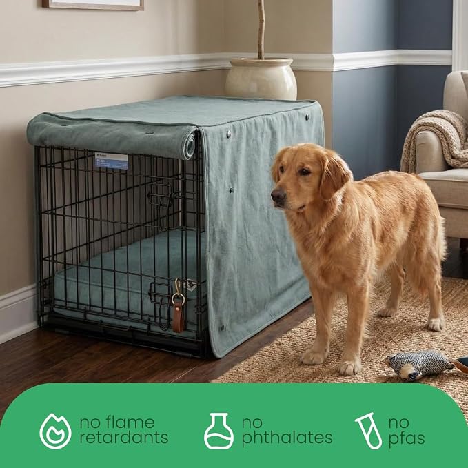 Molly Mutt Quiet Light Dog Crate Cover, GOTS-Certified 100% Organic Cotton Canvas Cover for Dog or Puppy Kennel and Cage, Washable, Free of Harmful Chemicals, Medium/Large, Fits 30"x19"x21" Crate