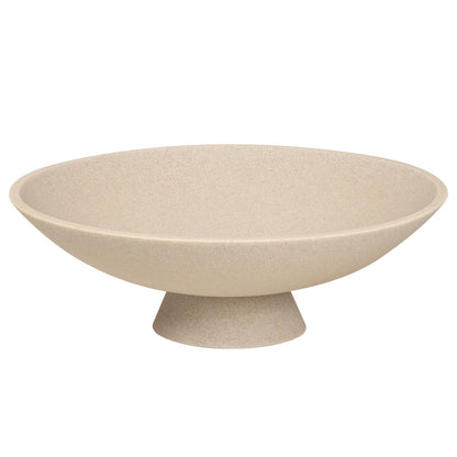 Modern Decorative Fruit Bowl, Beige Resin Artificial Stone Pedestal Bowl, Handicraft Table Centerpiece for Entryway, Coffee Table, Kitchen & Home Decor