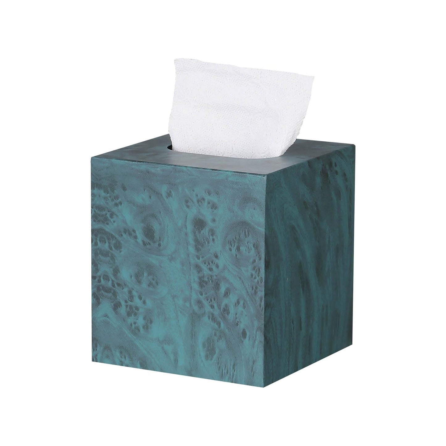 HOUSE DIARY Metal Square Tissue Box lid, Modern Facial Tissue Holder for Bathroom Vanity Tops, Bedroom Dressers, Nightstands, Desks, Offices (Deep Emerald Green)