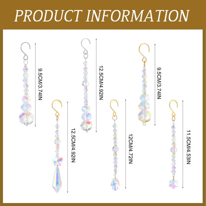 MTLEE 6 Pcs Crystal Suncatchers Plant Decorations Charms Hanging Prisms for Window Indoor Garden Plant Pot Holder Hanger Tree Vine Home Chandeliers Outdoors(Classic)