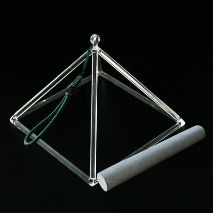 WENSYING Crystal Meditation Pyramid 8 Inch Singing Bowls Crystal Musical Instrument Geometric Tripod Yoga Meditation Wind Chime Percussion Instrument With Percussion Stick