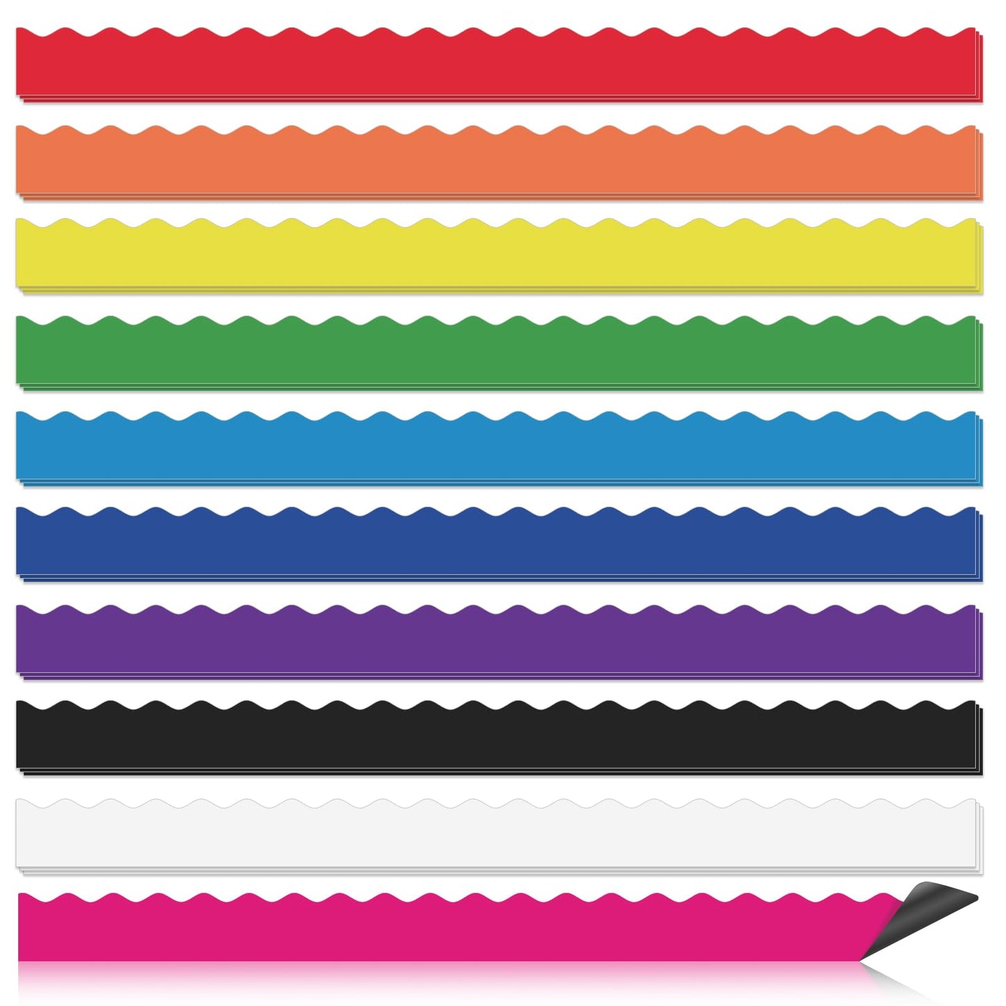 30 Pcs Magnetic Borders for Classroom Whiteboard - Bright Magnetic Bulletin Board Border Set - Scalloped Chalkboard Border Strips for Teachers, Parents, DIY Home,School & Office Decoration