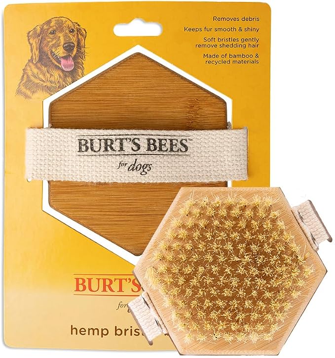 Burt's Bees for Pets Palm Brush with Hemp Bristles for Large Dogs, Ergonomic Handle Reduces Wrist Stress, Removes Dirt and Debris, Ideal for Daily Grooming, Made of Bamboo and Recycled Materials