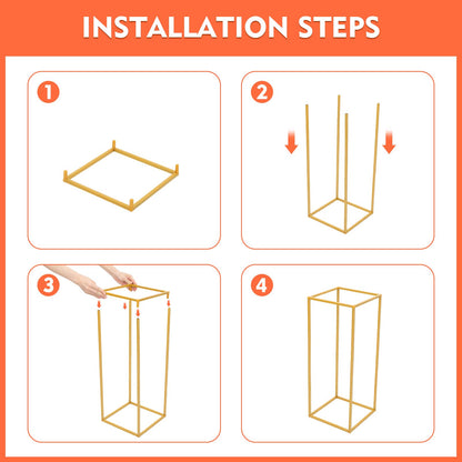 Kangten 10pcs Wedding Flower Stand Column - Geometric Metal Gold Centerpieces Vase for Tables - Rectangular Flower Display Rack for Valentine's Day Wedding Party Table Decoration Supply