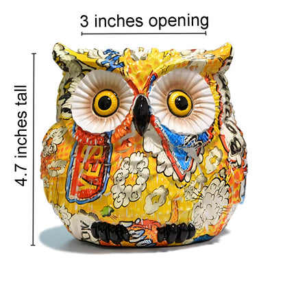 Midcentury Modern Decor Owl Planter, Bird Figurine Succulent Plant Pots for Plants, Small Sculptures Statue Flower Pot, Yellow Living Room Art Deco Planters Vase, Bookshelf Bedroom Home Decorations