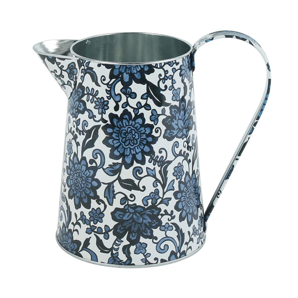 PHILPETY Shabby Chic Watering Can Galvanized Finish Metal Vase Country Rustic Pitcher Primitive Jug Decorative Flower Holder, 7.1" H