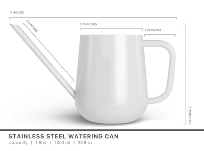LOOPSEED Metal Watering Can for Indoor Houseplants Outdoor Garden Long Sprout Water Can for Succulents Herb Bonsai Modern Garden Tool 33.8oz/1000ml (Brilliant White)