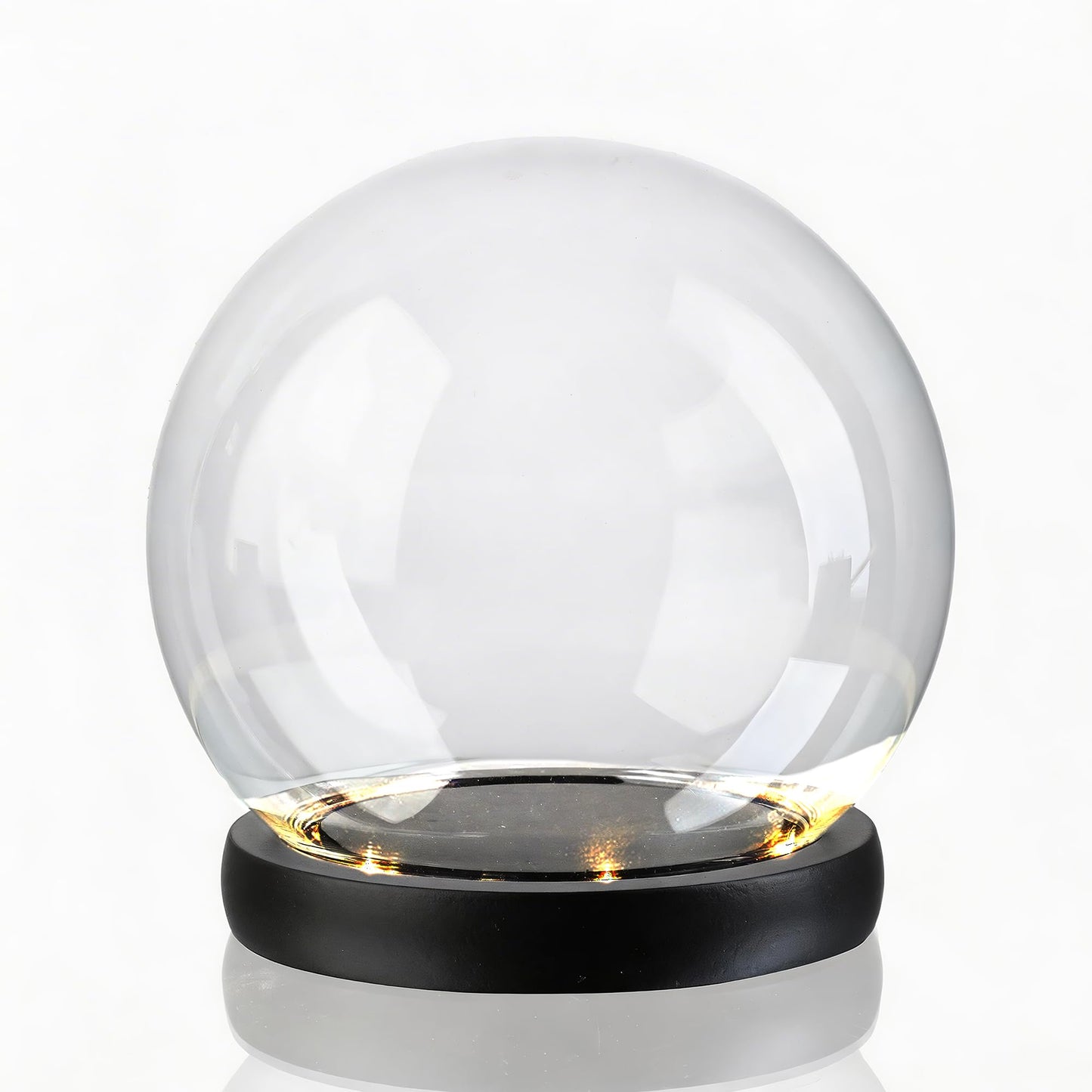 6inch Round Glass Cloche Display Dome with Black LED Lights Base Decorative Glass Display Bell Jar for Plants Keepsakes Collectibles