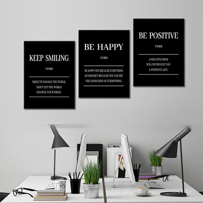 Keep Smiling Be Happy Be Positive 3 Pieces Motivational Canvas Wall Art Entrepreneur Quotes Signs Posters Prints Inspirational Paintings Pictures for Office Gym Decor Ready to Hang [36''W x 16''H]