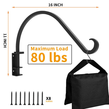 Foozet Swivel Plant Hanger for Hanging Plant, Plant Hanging Holder,Heavy Duty Black Iron Plant Hanger Brackets for Hanging Planters and Flowers Baskets Planter Outdoor (2 Pcs-16 Inches)