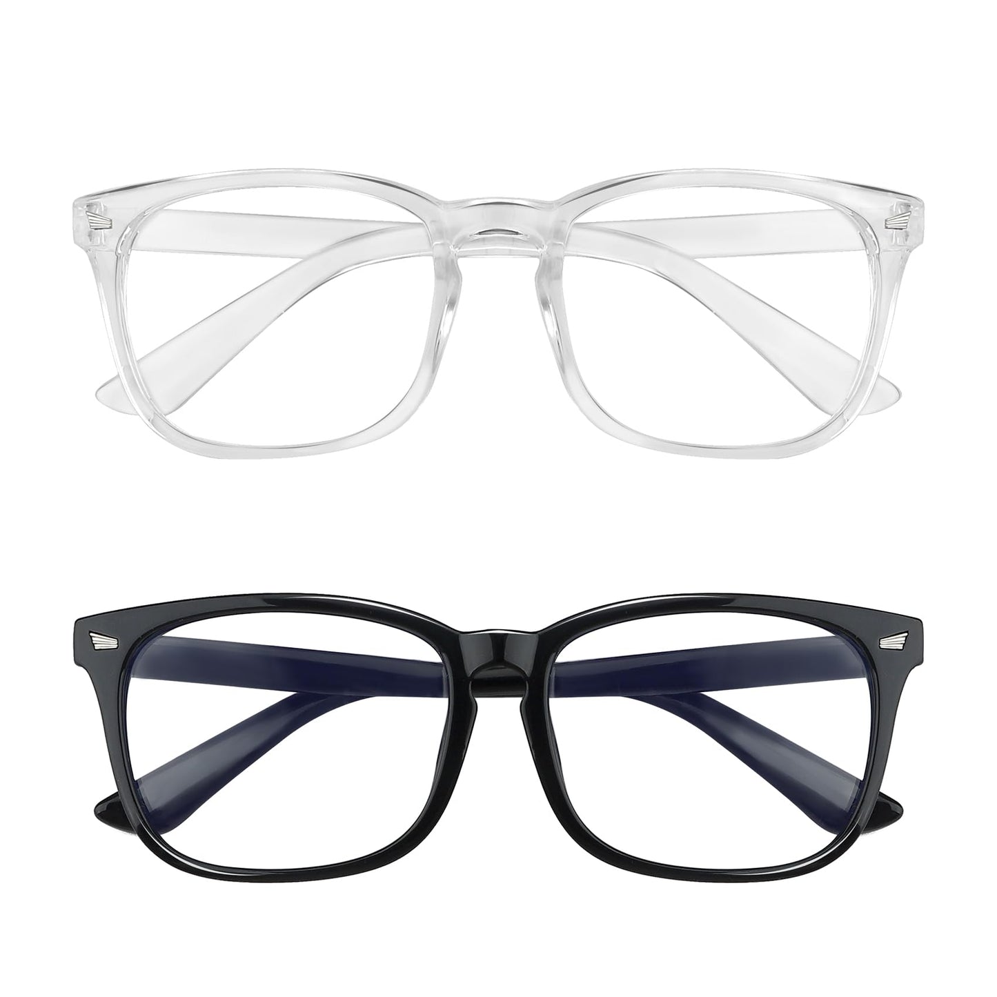 Yekepal Blue Light Blocking Glasses, 2 Pack Blue Light Glasses Men, Blue Light Glasses For Women Computer Gaming TV Phones Eyeglasses Clear Lens Bluelight Glasses Anti Eyestrain UV Glare Black+Clear