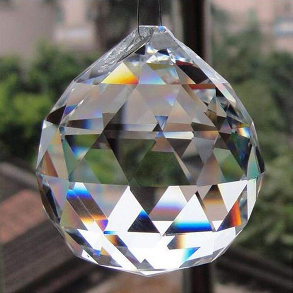 Petrichor Feng Shui Clear Crystal Hanging Ball for Good Luck & Prosperity - Home Decoration/Gifting (70MM)