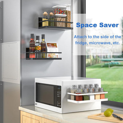 NIFIVE Magnetic Spice Rack, Magnet Refrigerator Spice Shelf Organizer for Spices, Jar of Olive Oil, Cooking Oils, Salt, Pepper, Perfect Space Saver for Small Kitchen, White, 2 Pack