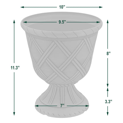 Arcadia Garden Products PL60GD Lattice Plastic Garden Urn, Classic Decorative Garden Pot Planter for Indoor and Outdoor Plants, Gold