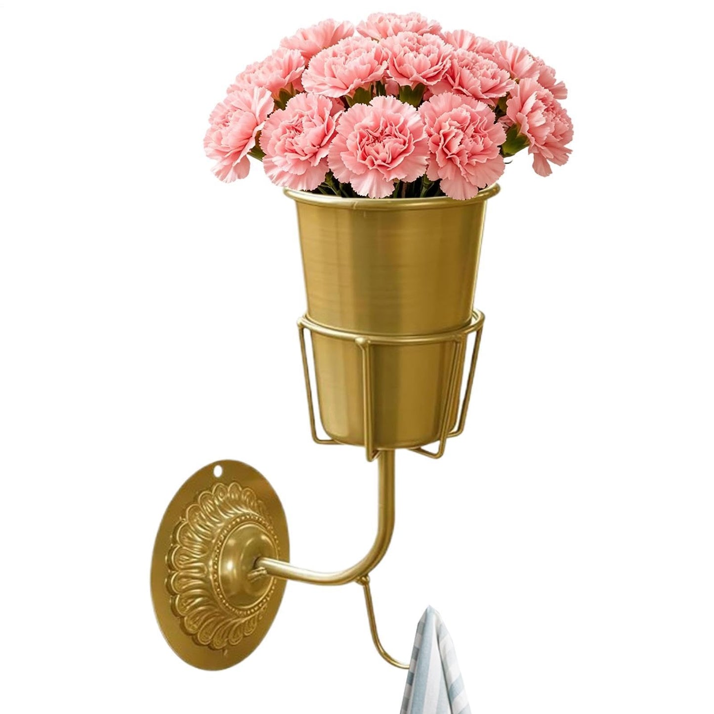 Wall Vase with Hook - Space Saving Organizer, 9.84x3.35 Inch Indoor Wall Plant Holder with Mini Glass Tube, Hanging Flower Pocket, Vertical Geometry Terrarium, Planter for Home Entryway Bedroom