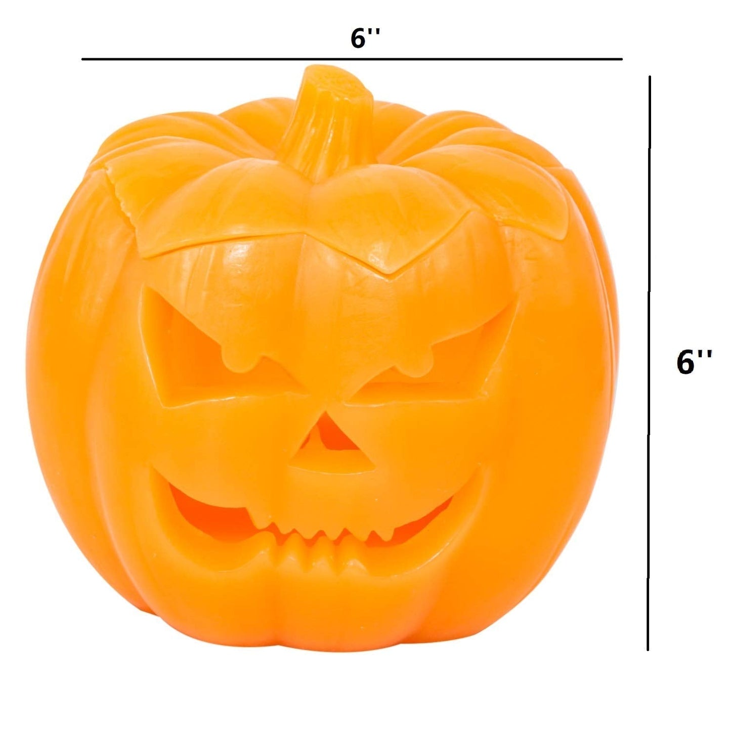 Halloween LED Jack-O-Lantern Pumpkin Lights Battery Operated, Scary Orang Pumpkin Halloween Flameless Flickering Real Wax Candle with Remote for Halloween Home Table Decoration（6'' Height