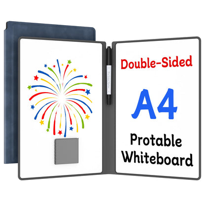 Small Dry Erase Board,12" x 9" Portable Dry Erase White Board,Double-Sided Folding Whiteboard with Pen(Grey)
