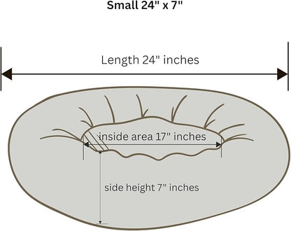 Organic Cotton Canvas Dog Bed: Removable Cover, Natural Fill - Made in USA (Natural, Small 24" x 7" inches)
