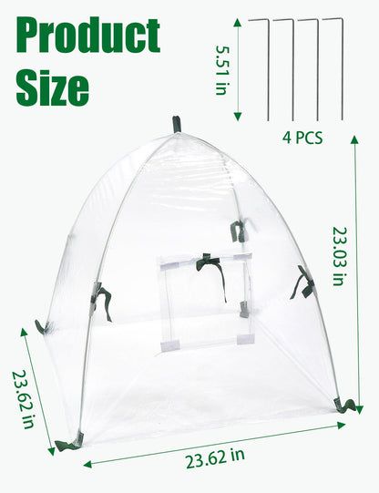 2 Pack Plant Covers Freeze Protection, Winter Plant Covers with Stakes, Clear Outdoor Garden Frost Cover, Portable Plant Flowers Mini Greenhouse Cover for Outdoor & Indoor Use