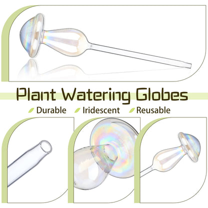 meekoo 10 Pcs Plant Watering Globes Glass Watering Globes for Outdoor Self-Watering Planter Insert Device with Mushroom Rainbow Gradient for Outdoor Indoor Pot Vacation Water Conservation(Mushroom)