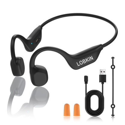 LOBKIN Bone Conduction Headphones - Open Ear Headphones Wireless Bluetooth 6.0 with Mic, 10H Playtime, IPX6, Sweat Resistant, Lightweight Sports Headphone for Running, Cycling, Gym, Outdoor, Black