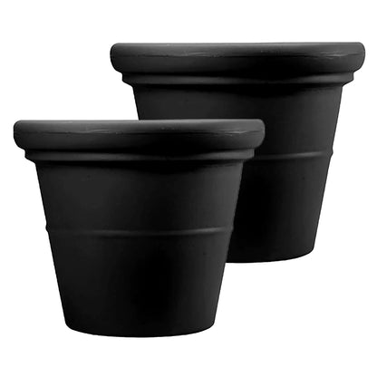 The HC Companies Terrazzo Large Round Plastic Plant Pot w/Rolled Rim - Lightweight & UV Resistant Gardening Pot for Herbs & More - Outdoor & Indoor Plant Pots w/Drainage (20”, Black, Pack of 2)