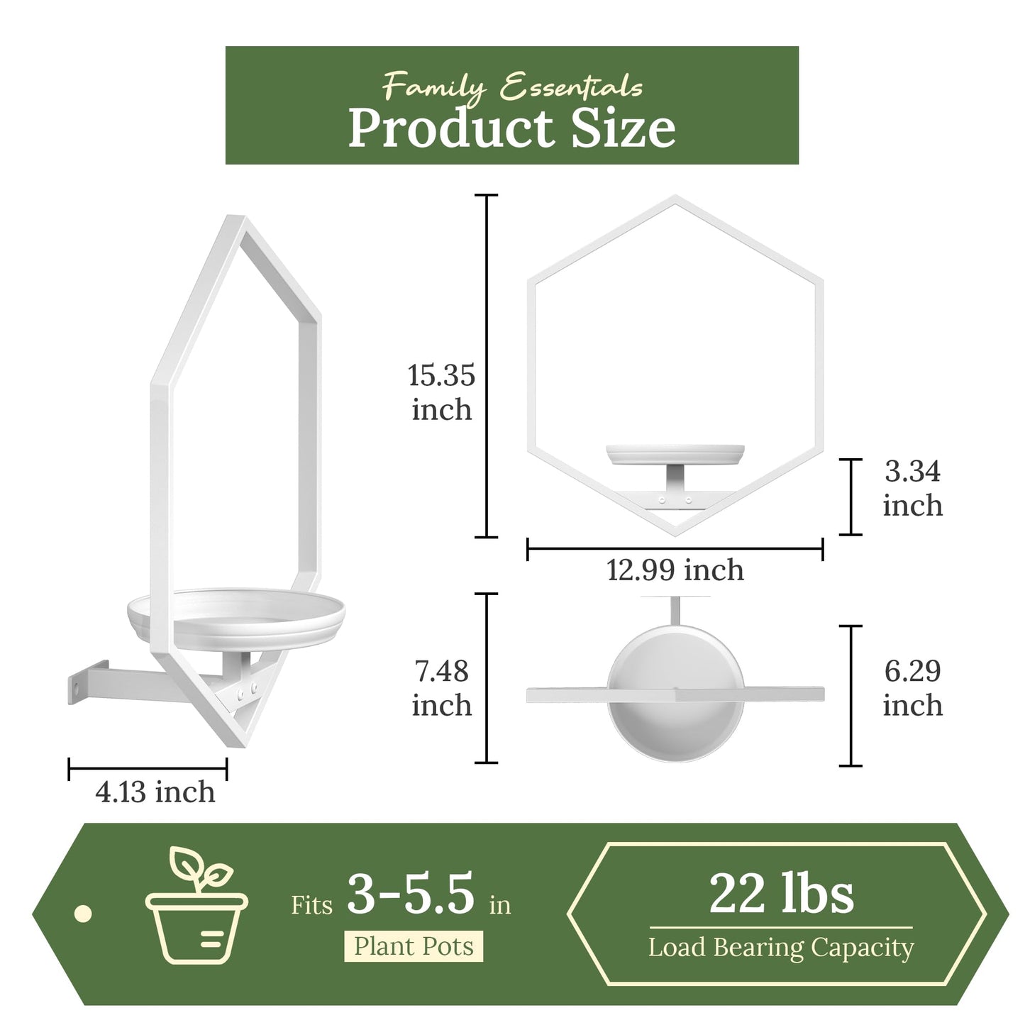 BXF Hexagon Floating Frame Plant Stand - 3 Pack Metal Wall Mounted Planters - Minimalist Geometric Hanging Decor for Indoor Succulents & Air Plants,White