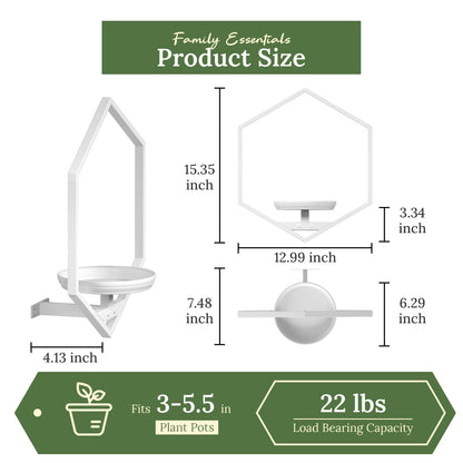 BXF Hexagon Floating Frame Plant Stand - 3 Pack Metal Wall Mounted Planters - Minimalist Geometric Hanging Decor for Indoor Succulents & Air Plants,White