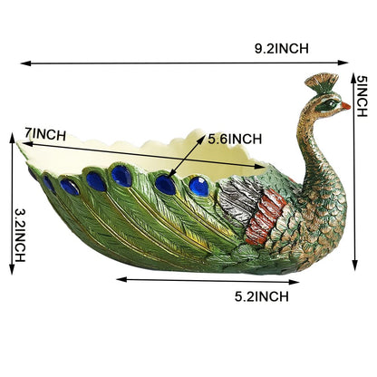 YOUUGIOR 9.4 Inch Peacock Pot Succulents Planter Plants Pot Handmade for Home Garden Office Desktop Decoration (Yellow Green)