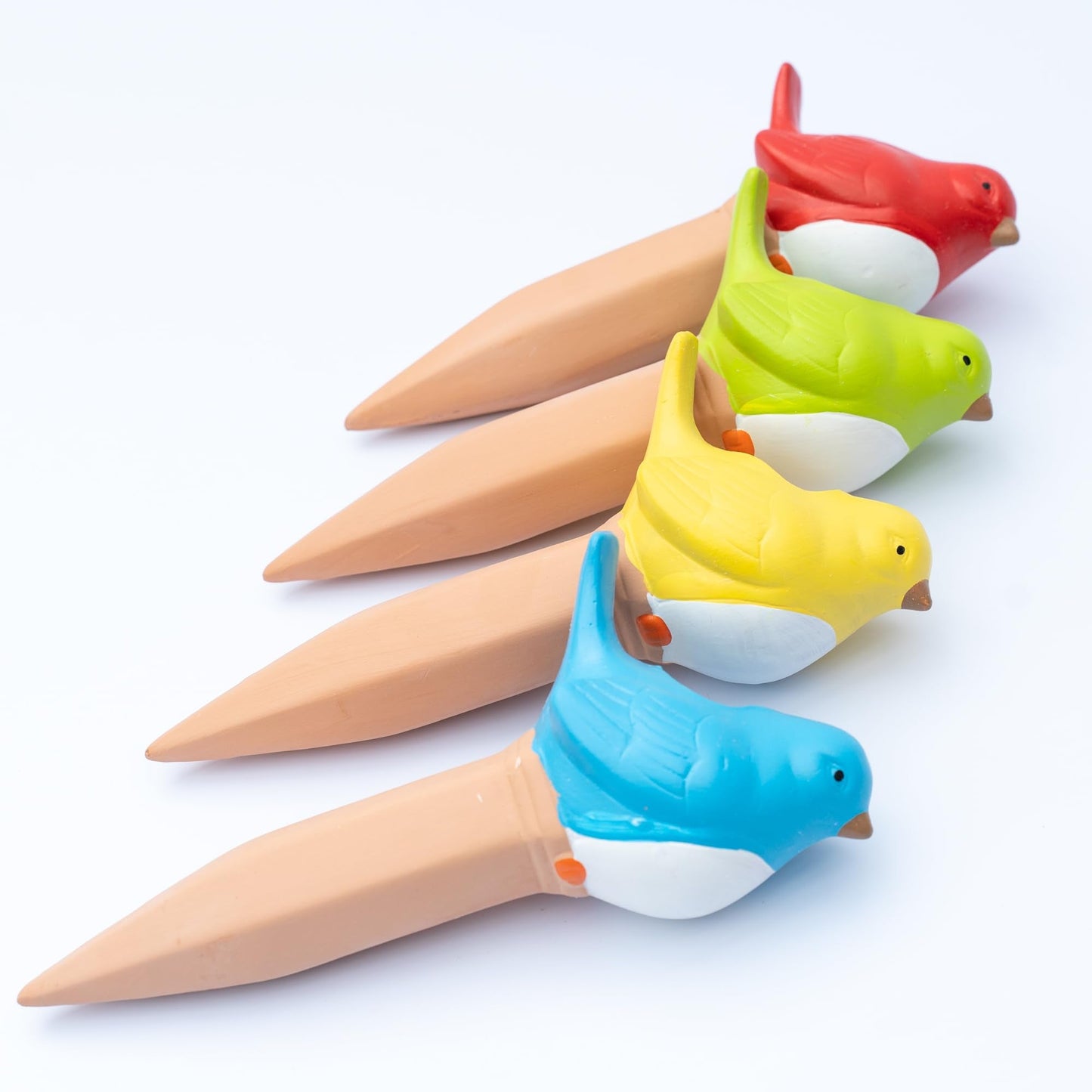 Cotswold Homeware Co 4 Terracotta Bird Plant Watering Devices Plant Waterer Self Watering Terracotta Bird Spikes Self Watering Planter Insert Free Moisture Meter