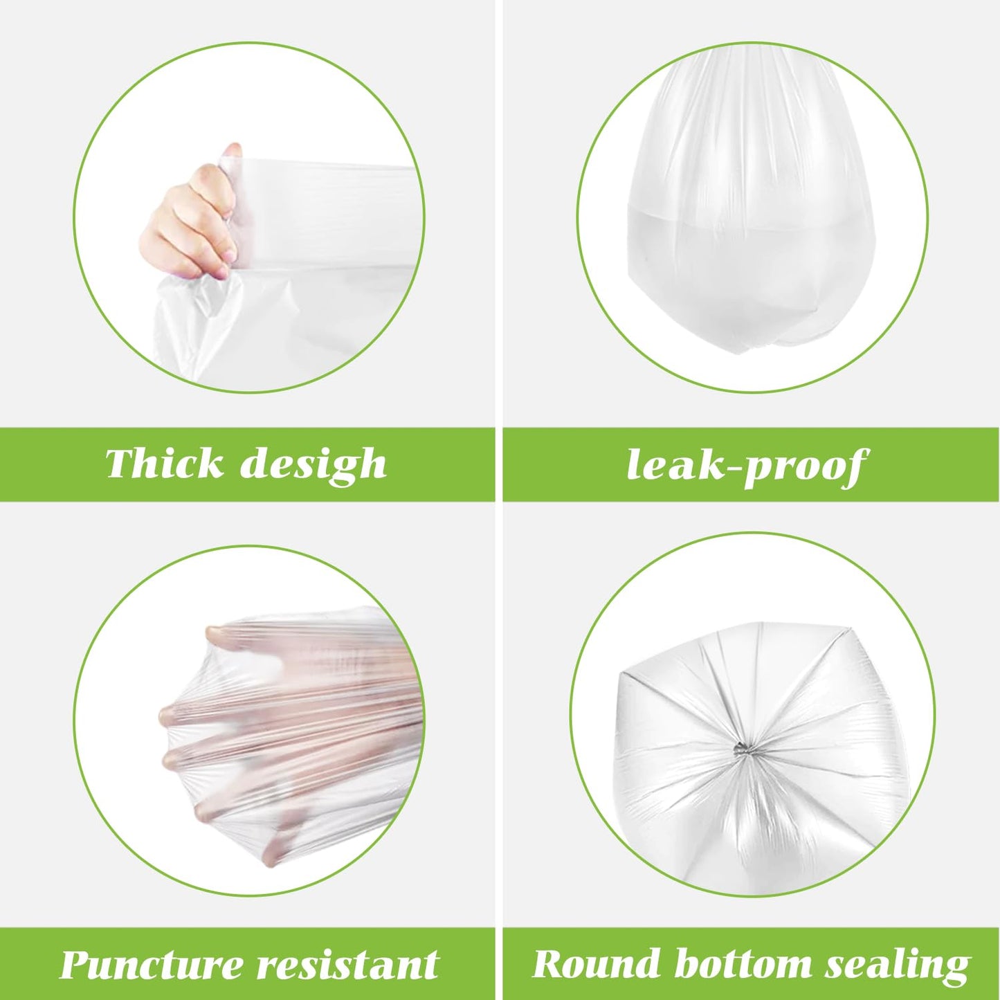 8 Gallon 300 Counts Unscented Medium Trash Bags,Fit 7,8,9,10 Gal Garbage Bags by Teivio, 30 Liter Thick Bathroom Can Bin Liners,Plastic Bags for Home Office Kitchen, Clear