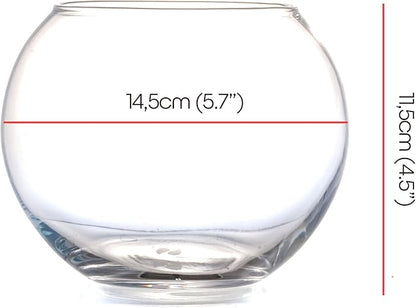 Glass Fish Bowl, Decorative Glass Bowl, Round Vase for Flowers and Decoration, Bowl for Sand Candles, Terrarium Bowl, Sphere Vase (5.7x4.5 inches)