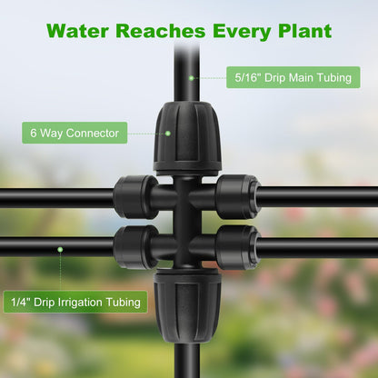 Compact Programmable Solar Automatic Plant Waterer Kit Work with Indoor Outdoor,Self Watering Drip Irrigation Pump Indoor/Outdoor Vacation Free (50FT 5/16" Main Tube Kit)
