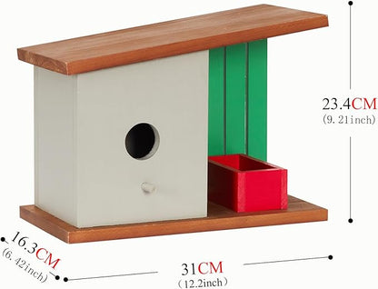 Wooden Bird House for Outside, Birdhouse for Finch,Robin,Bluebird and Other Garden Birds,Wildbird Nestingbox for Outdoor