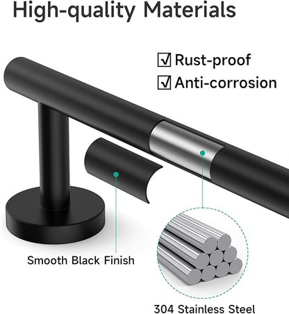 USHOWER Matte Black Bath Towel Bar, 30-Inch Towel Racks for Bathroom Wall-Mounted, SUS304 Stainless Steel Towel Rod (Total Length 32-Inch)